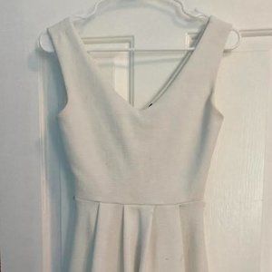 cute white textured a line dress love culture